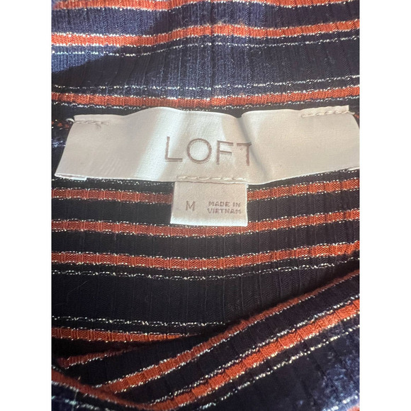 3/$27 Loft Mock Neck Striped Midi Dress in Multicolor, Long Sleeves, Medium - Picture 5 of 11